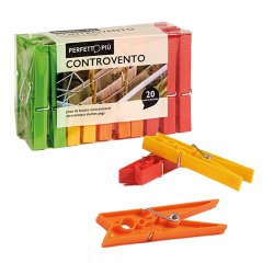 Mollette biancheria Controvento Colours - colori assortiti - Perfetto - conf. 20 pezzi