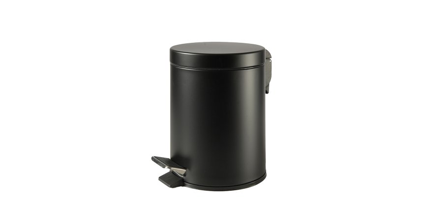 Pattumiera Premium - con pedale e vaschetta - 5 L - nero satinato - Perfetto