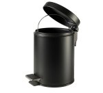Pattumiera Premium - con pedale e vaschetta - 5 L - nero satinato - Perfetto