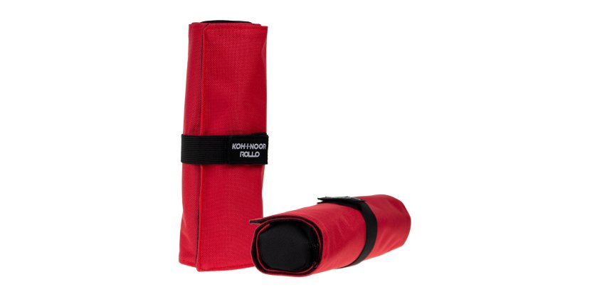 Astuccio arrotolabile Roller - con astuccio zip interno - 24 scomparti - 7,5 x 21,5 cm - tessuto - rosso - Koh.I.Noor