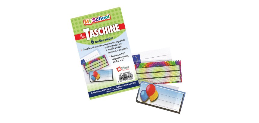 Taschine adesive - 8,2 x 5,2 cm - PVC - neutro trasparente - Colorosa - conf. 6 pezzi