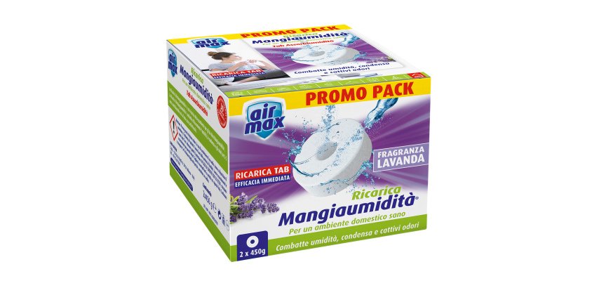 Ricarica tab Mangiaumidità - lavanda - 2 x 450 gr - Air Max - conf. 2 pezzi