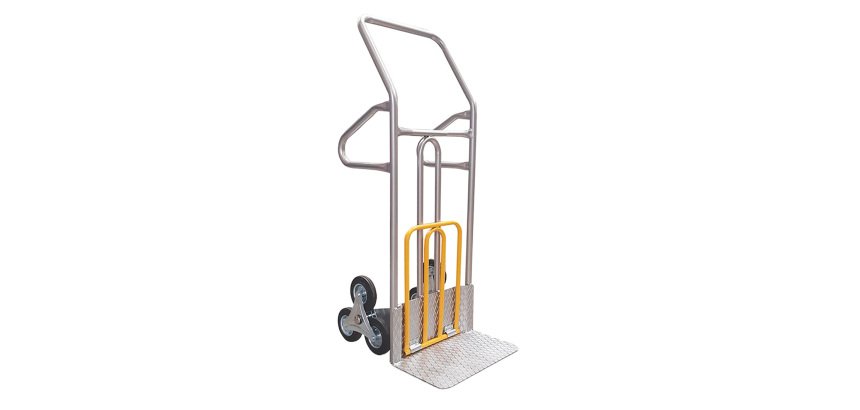 Carrello saliscale - 50 x 40 x 132 cm - max 280 kg - acciaio - grigio/giallo - Tecnotelai
