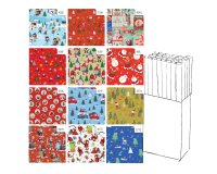 Rotolo carta regalo natale - 3 x 1 m - fantasia bambini - colori assortiti - Rex Sadoch