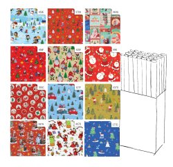 Rotolo carta regalo natale - 3 x 1 m - fantasia bambini - colori assortiti - Rex Sadoch