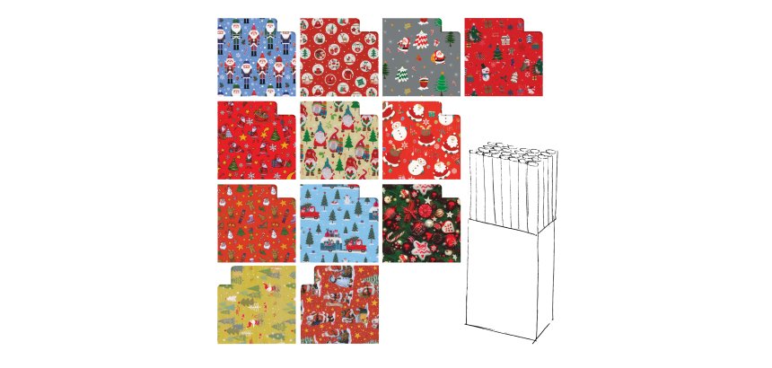 Rotolo carta regalo natale - 3 x 1 m - fantasia bambini - colori assortiti - Rex Sadoch