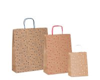 Shopper natale - 36 x 12 x 41 cm - carta kraft - fantasia stelline - colori assortiti - Rex Sadoch
