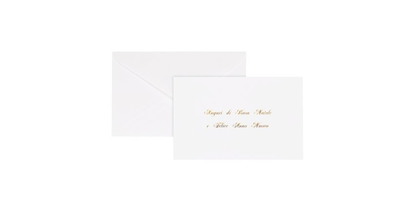 Biglietto natale con busta - 9 x 14 cm - stampa oro - bianco - Rex Sadoch