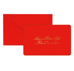 Biglietto natale con busta - 9 x 14 cm - stampa oro - rosso - Rex Sadoch