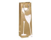 Portabottiglie natale - 37 x 12 x 9 cm - carta patinata - fantasia oro - Rex Sadoch