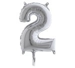 Palloncino - numero 2 - H 36 cm - mylar - argento - Big party