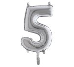 Palloncino - numero 5 - H 36 cm - mylar - argento - Big party