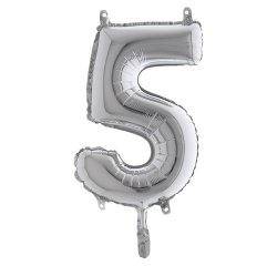 Palloncino - numero 5 - H 36 cm - mylar - argento - Big party