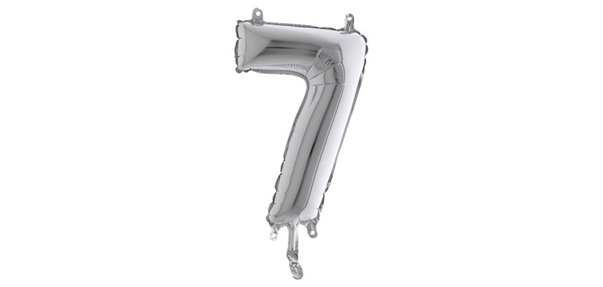 Palloncino - numero 7 - H 36 cm - mylar - argento - Big party