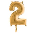 Palloncino - numero 2 - H 36 cm - mylar - oro - Big party