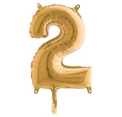 Palloncino - numero 2 - H 36 cm - mylar - oro - Big party