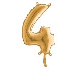 Palloncino - numero 4 - H 36 cm - mylar - oro - Big party