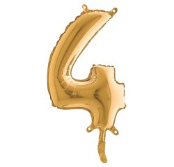 Palloncino - numero 4 - H 36 cm - mylar - oro - Big party