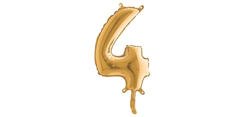 Palloncino - numero 4 - H 36 cm - mylar - oro - Big party