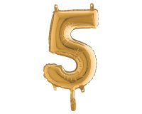 Palloncino - numero 5 - H 36 cm - mylar - oro - Big party
