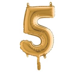Palloncino - numero 5 - H 36 cm - mylar - oro - Big party
