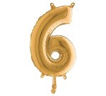 Palloncino - numero 6 - H 36 cm - mylar - oro - Big party