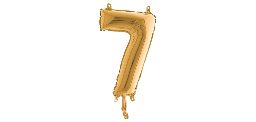 Palloncino - numero 7 - H 36 cm - mylar - oro - Big party