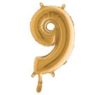 Palloncino - numero 9 - H 36 cm - mylar - oro - Big party