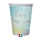 Bicchiere Soft Rainbow - Buon Compleanno - 200 ml - carta - Big Party - conf. 8 pezzi