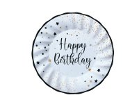 Piatto Happy Birthday - diametro 20 cm - carta - Big Party - conf. 8 pezzi