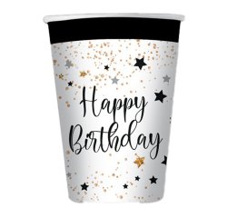 Bicchiere Happy Birthday - 200 ml - carta - Big Party - conf. 8 pezzi