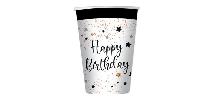 Bicchiere Happy Birthday - 200 ml - carta - Big Party - conf. 8 pezzi