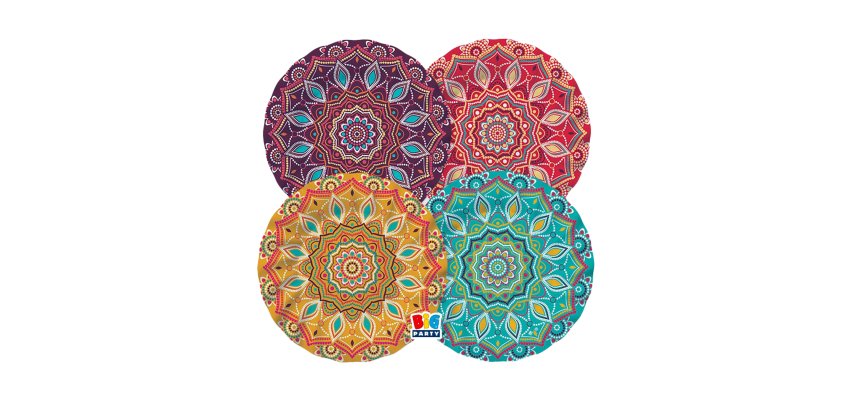 Piatto Mandala - diametro 20 cm - carta - Big Party - conf. 8 pezzi