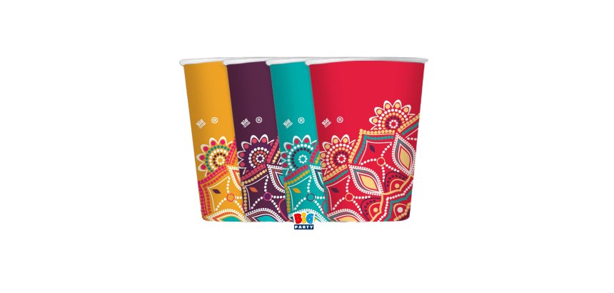 Bicchiere Mandala - 200 ml - carta - Big Party - conf. 8 pezzi