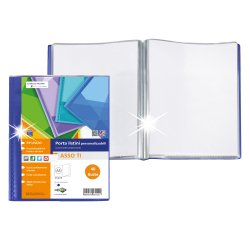 Portalistini Asso TI - personalizzabile - PP liscio - 15 x 21 cm - 40 buste -  blu - Sei Rota