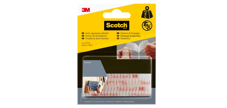 Sistema di fissaggio Dual Lock - 2,5 x 7,6 cm - trasparente - 3M - blister 2 coppie