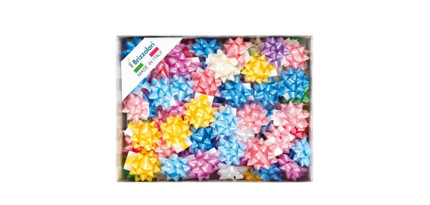 Stelle di nastro liscio 6800 - 10 mm x diam. 5 cm - colori assortiti primavera - Brizzolari - conf. 100 pezzi