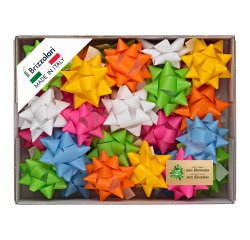Stelle di nastro similpaper - 15 mm x diam. 6,5 cm - colori assortiti primavera - Brizzolari - conf. 100 pezzi
