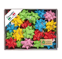Stelle di nastro ecocarta - 15 mm x diam. 6,5 cm - fantasie assortite - Brizzolari - conf. 50 pezzi