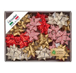 Stelle di nastro ecocarta - 15 mm x diam. 6,5 cm - fantasie assortite natale - Brizzolari - conf. 50 pezzi