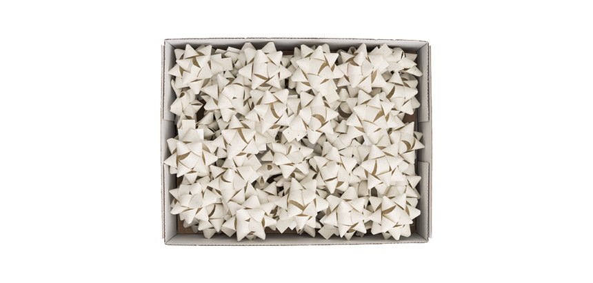 Stelle di nastro carta erba - 15 mm x diam. 6,5 cm - avorio - Brizzolari - conf. 50 pezzi
