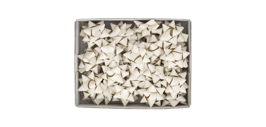 Stelle di nastro carta erba - 20 mm x diam. 9 cm - avorio - Brizzolari - conf. 36 pezzi