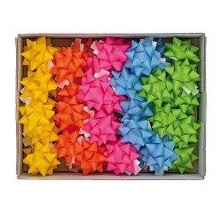 Stelle di nastro ecocolor - 20 mm x diam. 9 cm - colori assortiti primavera - Brizzolari - conf. 36 pezzi