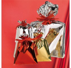 Busta regalo - senza patella adesiva - 50 x 75 cm - 30 micron - PPL - metal lucido - rosso - PNP - conf. 25 pezzi