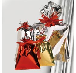 Busta regalo - senza patella adesiva - 50 x 75 cm - 30 micron - PPL - metal lucido - argento - PNP - conf. 25 pezzi