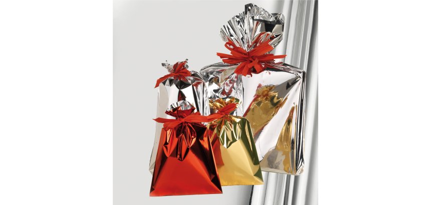 Busta regalo - senza patella adesiva - 50 x 75 cm - 30 micron - PPL - metal lucido - argento - PNP - conf. 25 pezzi