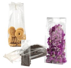 Buste Crystal - con fondo quadro - 9 x 28 + 6 cm - 40 micron - trasparenti - PNP - conf. 100 pezzi