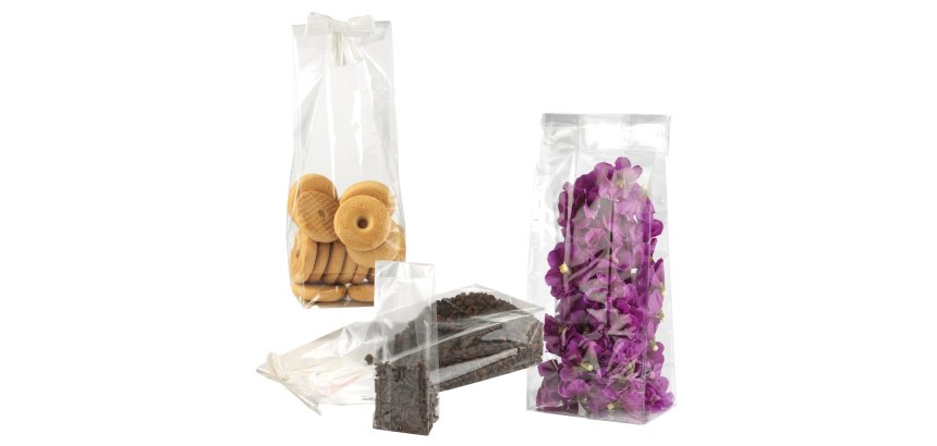 Buste Crystal - con fondo quadro - 11 x 34 + 6 cm - 40 micron - trasparenti - PNP - conf. 100 pezzi