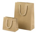 Shopper - maniglie cordino cotone - 10 x 12 + 6,5 cm - 160 gr - carta kraft - avana - PNP - conf. 12 pezzi