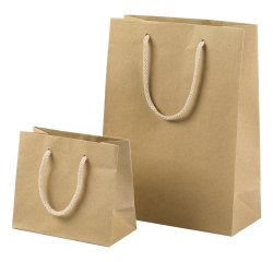 Shopper - maniglie cordino cotone - 16 x 19 + 8 cm - 160 gr - carta kraft - avana - PNP - conf. 12 pezzi